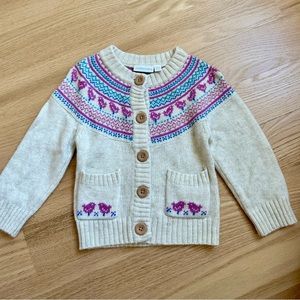 JoJo Maman Bebe pink chicken print cardigan